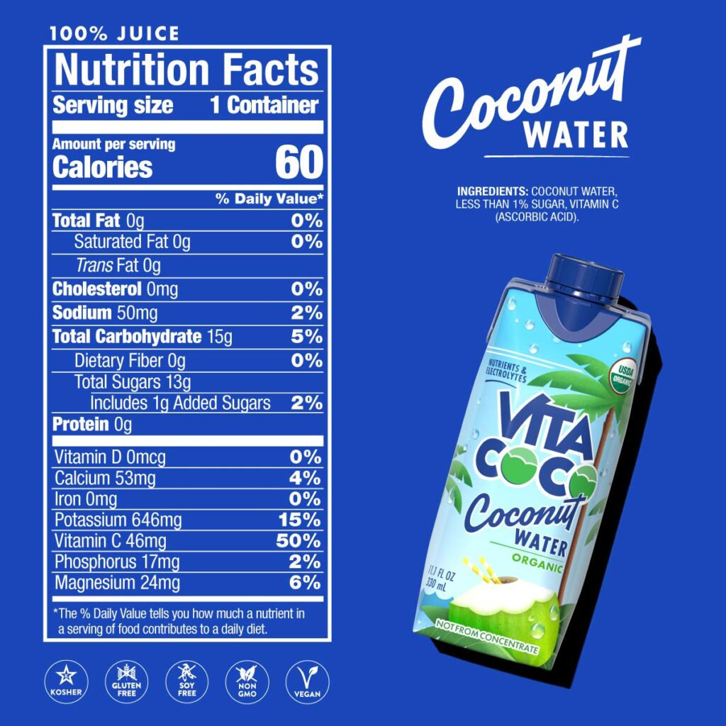 Vita Coco Coconut Water Nutrition Benefits Calories Benefits For Skin